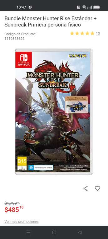 Liverpool: Bundle Monster Hunter Rise Estandar + Sunbreak Físico Nintendo Switch