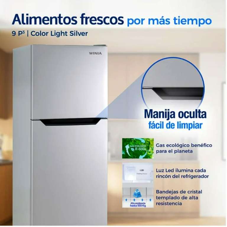 Bodega Aurrera: Refrigerador Winia 9ft WRT-9000AMMS Light Silver (Cabe en casa INFONAVIT)
