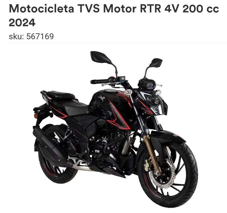 Coppel: Chulada, motocicleta TVS RTR 4V 200cc 2024