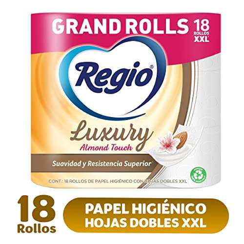 Amazon: Papel Higiénico, Regio Luxury Almond Touch, Hojas Dobles, 18 Rollos