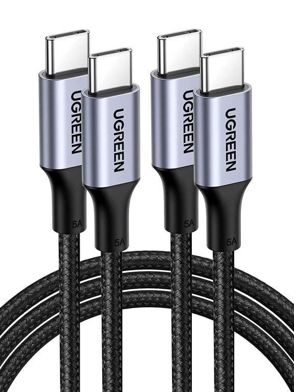 Amazon: UGREEN - 2 Cables USB Tipo C a C 100W 20V 5A, Cable Carga Rápida 2 mts