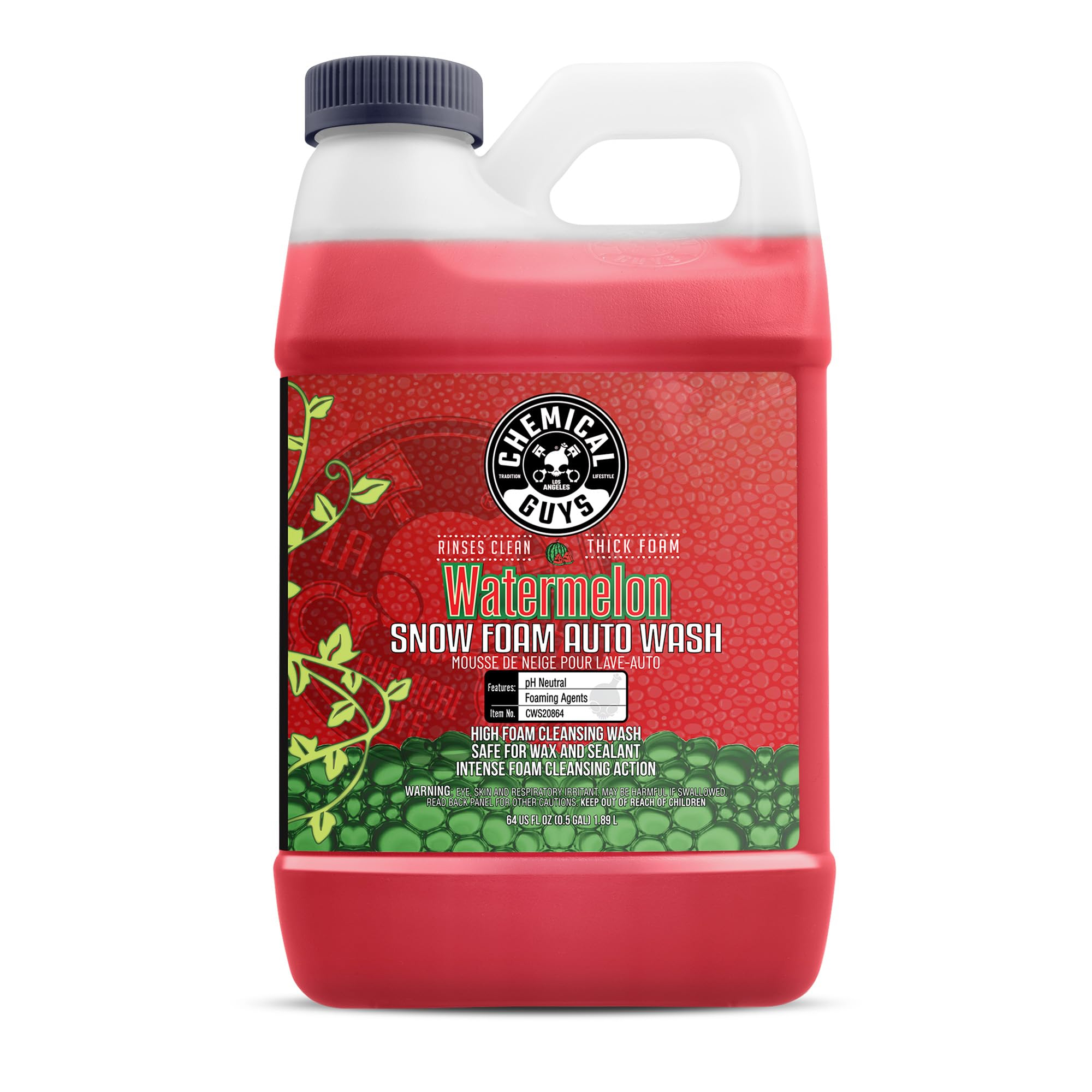 Amazon: Chemical Guys CWS20864SW Jabón Espuma Sandía Lavado Autos 64oz Sin Color para Coches Camiones Motocicletas Vehículos