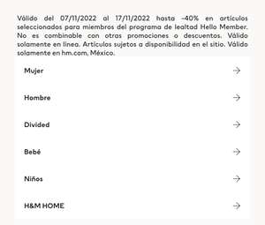 H&M: Hasta 40% OFF en artículos seleccionados (Solo miembros)