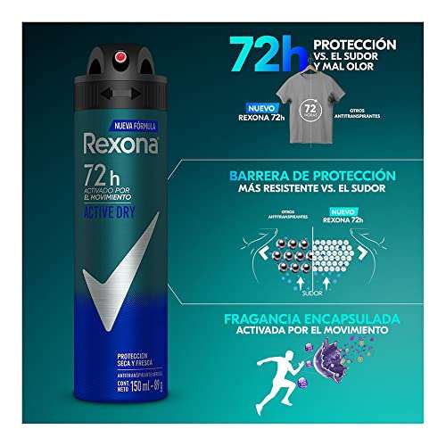 Amazon: Rexona Active Dry Desodorante Antitranspirante para Hombre en Aerosol 90 g