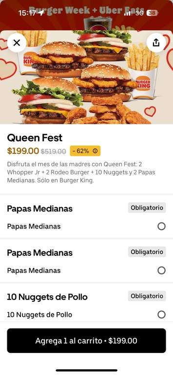 Uber Eats: Burger King Queen Fest ( UberOne)