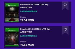Eneba: Juegos Resident Evil a precio de 1 coca y unas papas (ARG Key) (+ impuestos y cargos)