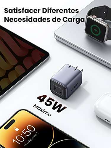 Amazon: UGREEN GAN 45W Cargador USB C Portátil, PD Cargador Tipo C 25W+20W con 2 Puertos