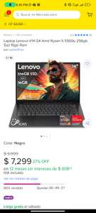 Mercado Libre: Laptop Lenovo V14 G4 Amd Ryzen 5 5500u 256gb Ssd 16gb Ram