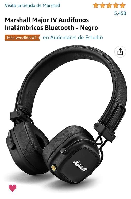 Amazon: Audífonos inalámbricos marshall IV
