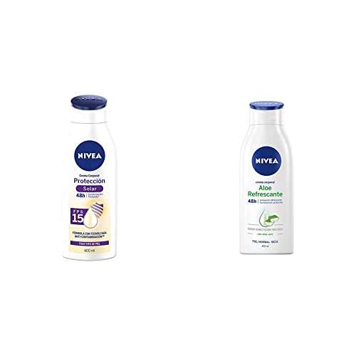Amazon: Nivea Crema Corporal Humectante Protección Fps 15 , 400ml + Crema para Piel Normal y Seca, 48 horas de Humectación 400 ml