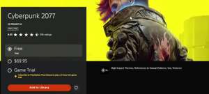 PlayStation Store: Gratis Cyberpunk 2077 NO SE NECESITA PS PLUS NI PS5 (Leer descripción)