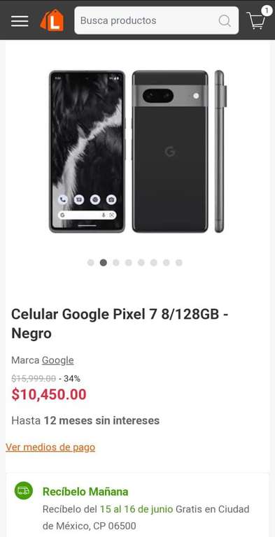 Linio: Celular Google Pixel 7 8/128GB - Negro