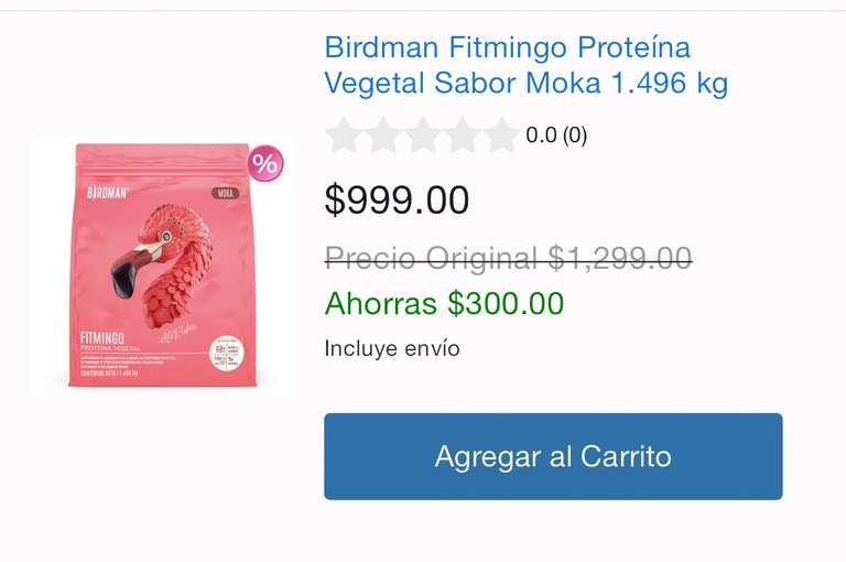 Costco: Birdman Fitmingo Proteína Vegetal Sabor Moka 1.496 kg