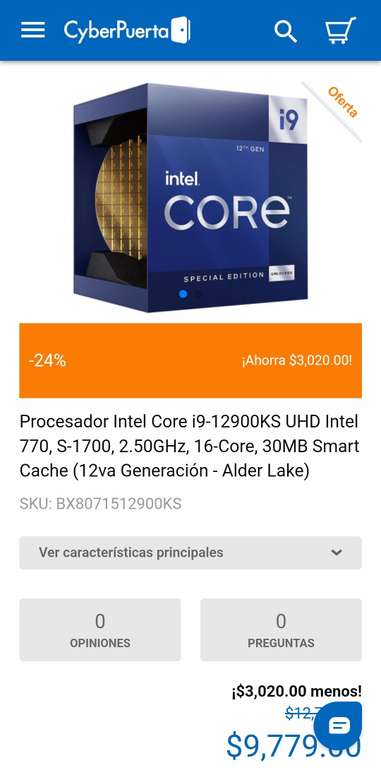Cyberpuerta / Abasteo - Intel Core i9-12900KS Edición Especial