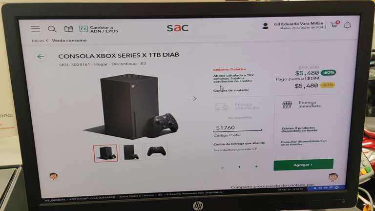 Consola Xbox Series X 1 TB Diablo en cualquier Elektra tienda física