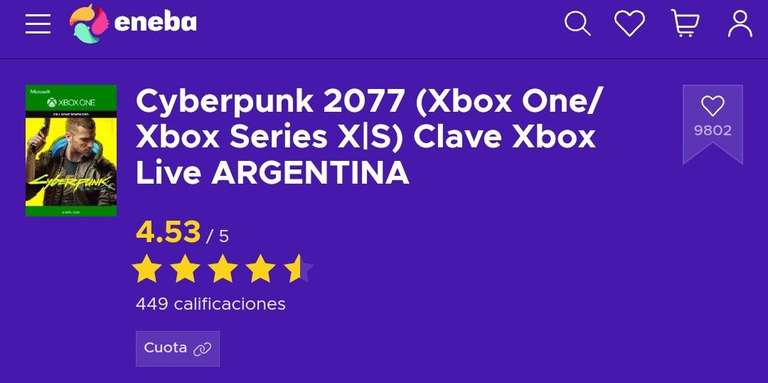 Eneba: Cyberpunk para Xbox one y series s/x key argentina