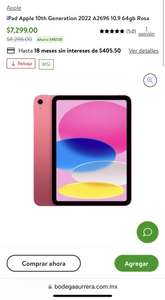 Bodega Aurrera: iPad Apple 10th Generation 2022 A2696 10.9 64gb Rosa con BBVA a 12msi
