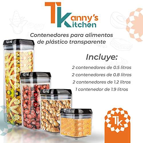 Amazon: ANNY'S KITCHEN Juego de 7 Recipientes Herméticos para Alimentos, Sellado fácil, Organización de Cocina