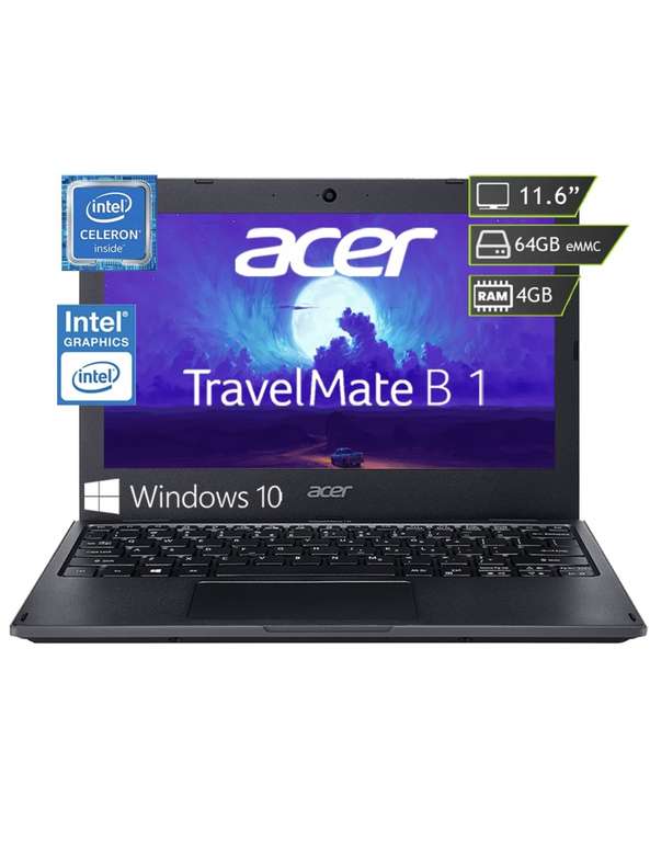 Sears: Laptop Acer Travelmate B1 Intel Celeron N4020 Almacenamiento 64GB eMMC Ram 4GB