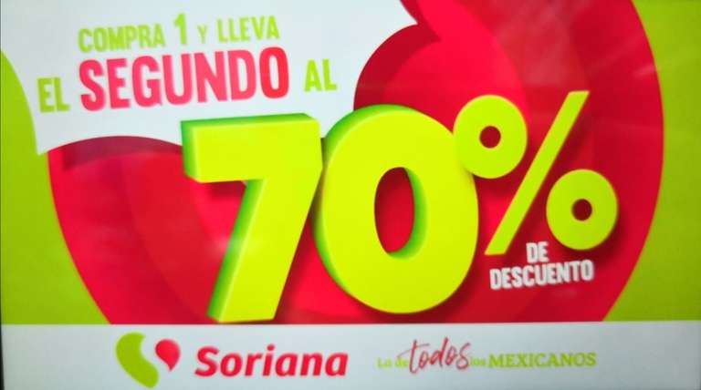 Soriana Híper y Súper: 70% de descuento en la segunda pieza de diferentes productos