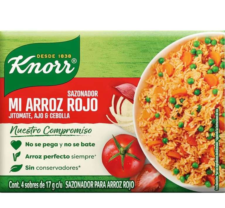 Amazon: 4 sobres Knorr Sazonador Mi Arroz Rojo  (planea y ahorra) (cant. min. 3)