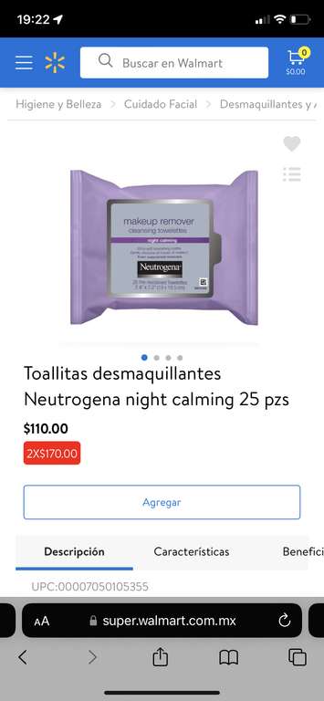 Walmart: Toallas desmaquillantes Neutrogena 2 x $170