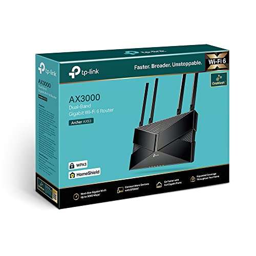 Amazon: TP-Link WiFi 6 AX3000 WiFi Router - 802.11ax Router, Gigabit, Dual Band, OFDMA, MU-MIMO, Funciona con Alexa (Archer AX53)