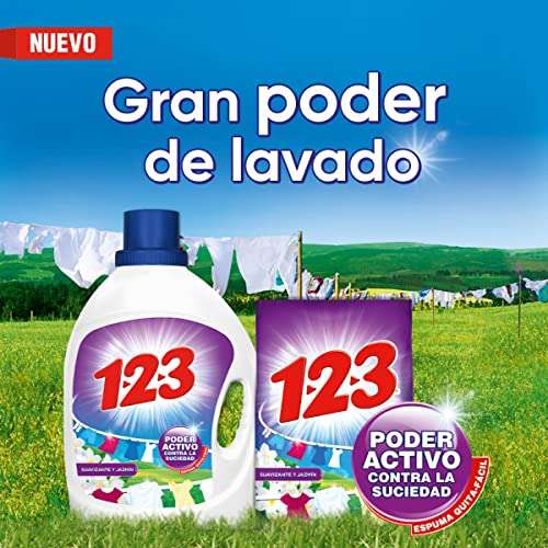 Amazon: 1-2-3 MAXI PODER con Suavizante y Jazmín 1L, detergente líquido con suavizante extra y olor a jazmín, Ropa brillante, fresca y suave