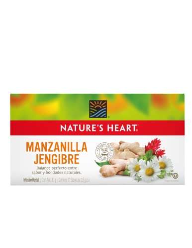 Amazon: Nature's Heart Te Chamomille Ginger, Manzanilla, Jengibre, 30 gramos