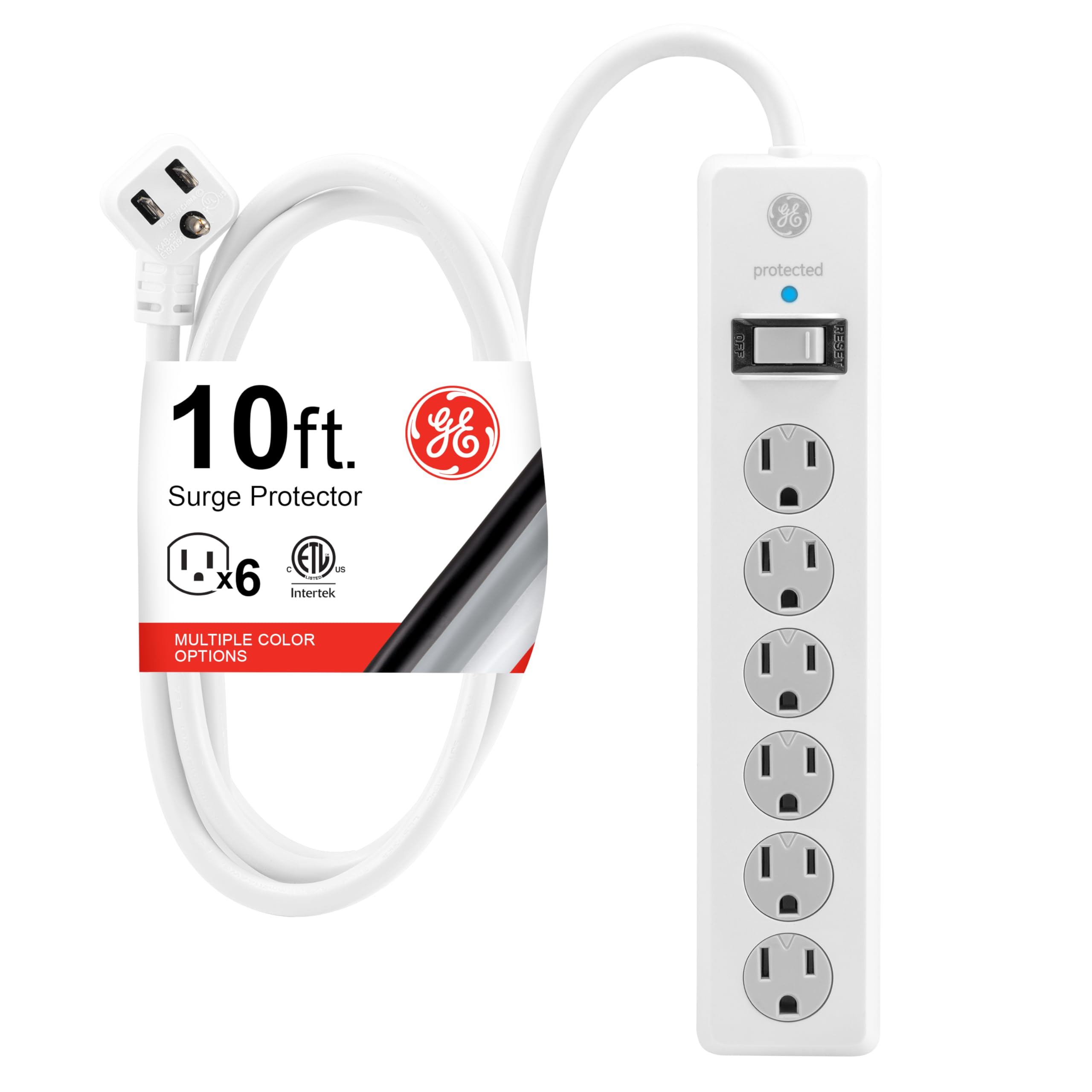 Amazon: GE Multicontactos 6 Salidas Con Supresor De Picos, Enchufe Plano, 3 Metros (10 Pies)800 Julios,1 pza.90 días gratis de Amazon Music