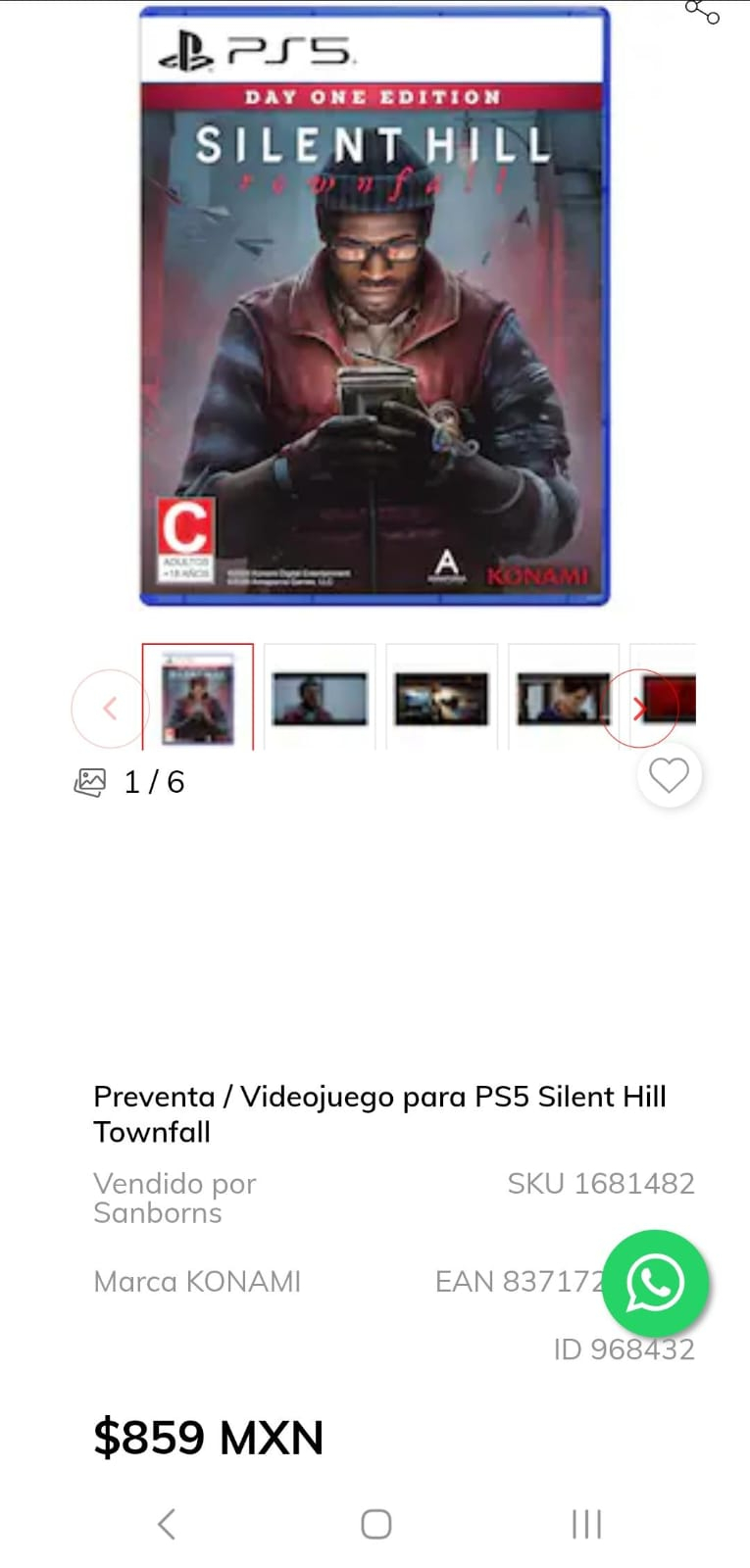 Sanborns : Preventa PS5 Silent Hill Townfall