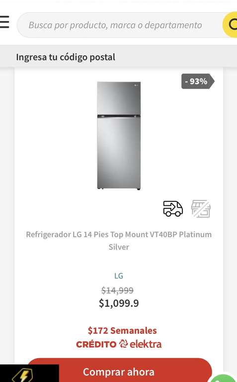 Elektra: Refrigerador LG 14 Pies Top Mount VT40BP Platinum Silver