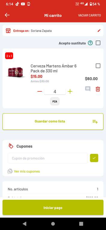 Soriana cerveza Martens ambar 6 pack 2x1 $15 pesos