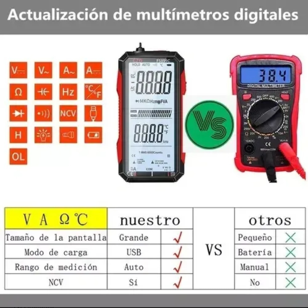 Mercado Libre: Multímetro Digital Voltimetro Digital Amperimetro Xiudeen 899c Recargable Profesional Con Pantalla Lcd A Color,luz Led