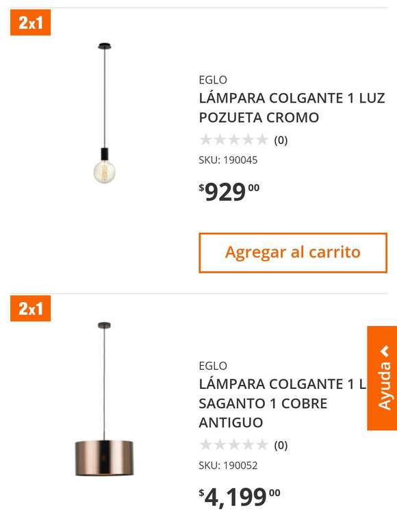 Home Depot: Gran Variedad de Lámparas colgantes al 2x1
