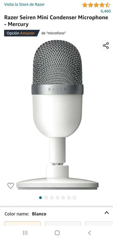 Amazon: Micrófono de Condensador USB Razer Seiren Mini Blanco (-49%)