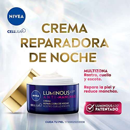Amazon: NIVEA Cellular Luminous630 Anti-Manchas Crema Reparadora de Noche para Mujer (50 ml), (Precio Planea y Ahorra)