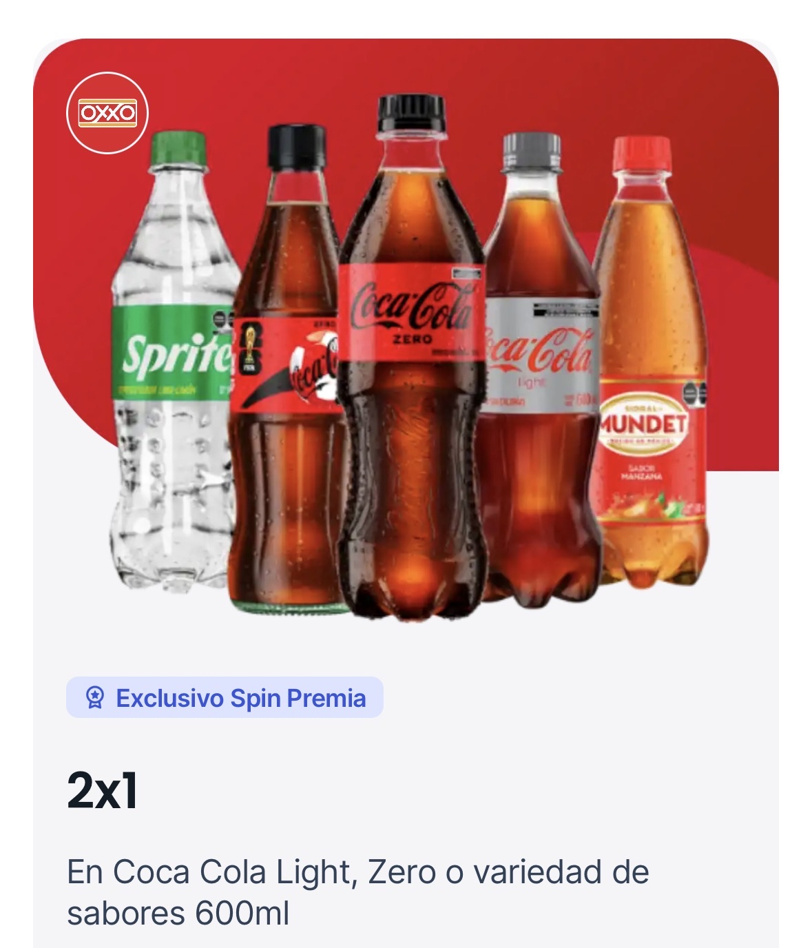 Ofertas Spin app Oxxo 2*1 Coca Cola Zero o Light | Pringles | Takis | Clamato
