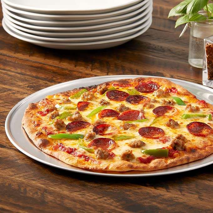 Amazon bandeja plana para pizza, Plateado, 33.02 cm (13 pulgadas)