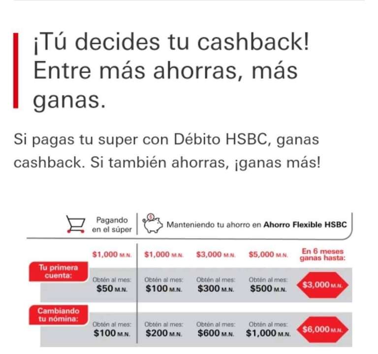 HSBC: Cambia tu nómina y gana cashback