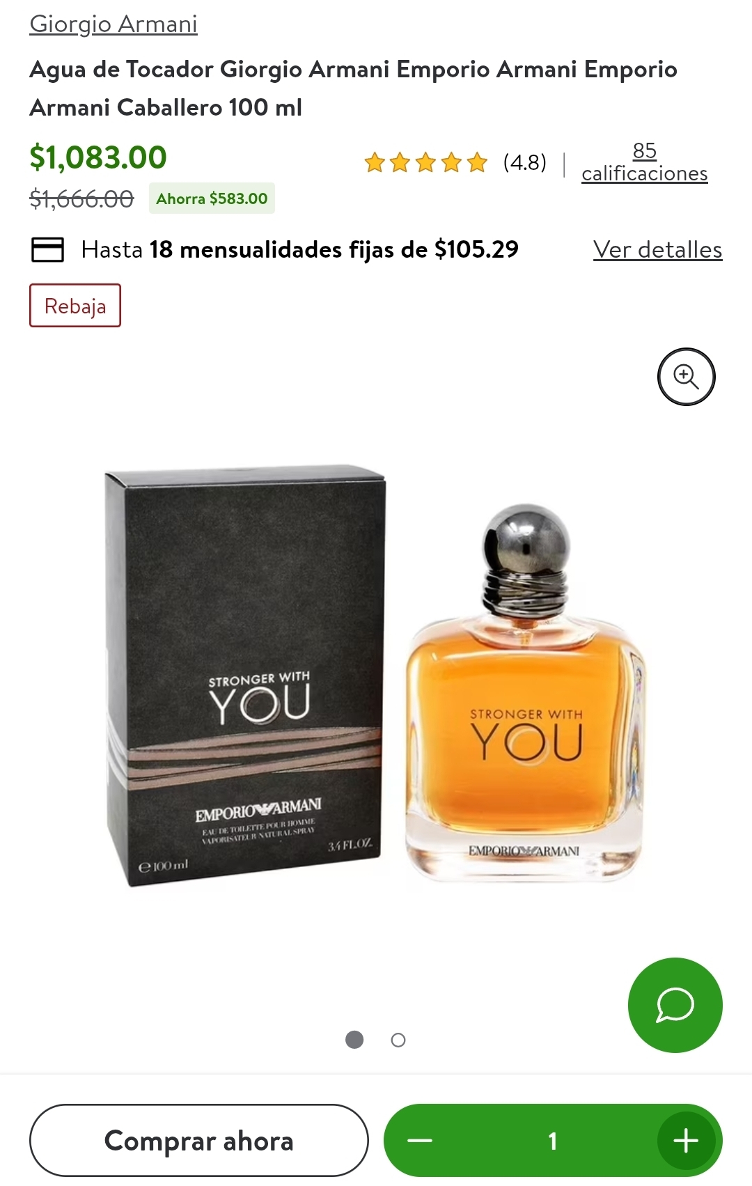 Bodega Aurrera: Giorgio Armani STRONGER WITH YOU edt 100ml