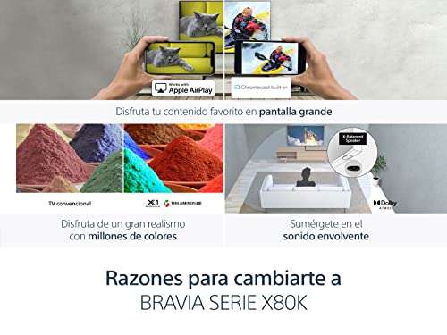 Amazon: Sony Pantalla X80K 43 Pulgadas KD-43X80K 4K UHD LED Smart Google TV Modelo 2022