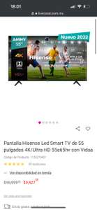 Liverpool: Pantalla Hisense Led Smart TV de 55 pulgadas 4K/Ultra HD