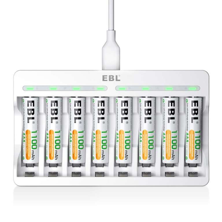 Amazon: EBL - Cargador, baterías AAA y AA (16 unidades)