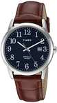 Amazon - Timex Hombre, Easy Reader 38mm Gray/Blue Leather Strap Watch