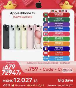 AliExpress: iPhone 15 128 verde o amarillo