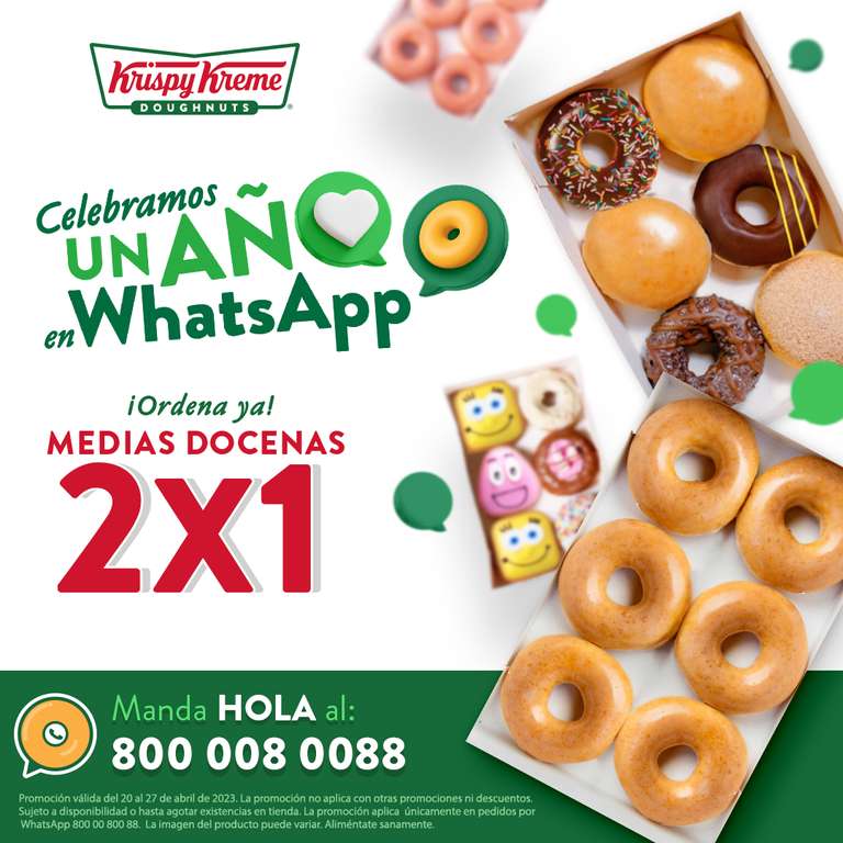 Krispy Kreme: Medias docenas al 2x1 ordenando por WhatsApp