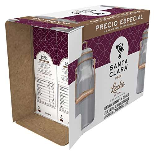 Amazon: Santa Clara 6 Pack Leche Entera 750 ml cada uno., 4.7 grams, 4500 mililitro | Planea y Ahorra, envío gratis con Prime