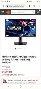 Linio: Monitor Gamer 27 Pulgadas ASUS VG278Q Full HD 144HZ 1MS FreeSync