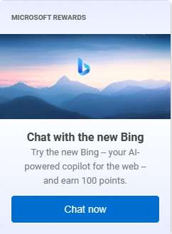 100 puntos de Microsoft Rewards por chatear con el nuevo Bing